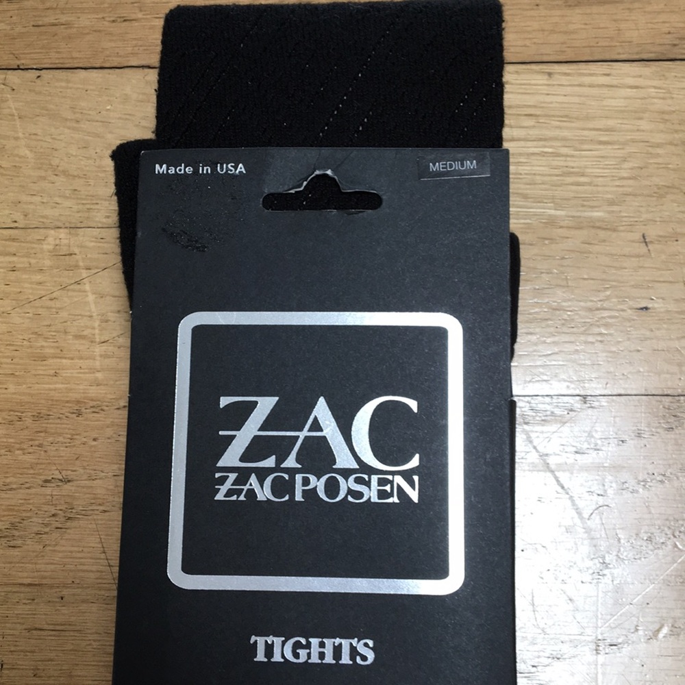 Zach Posen Black Stretch Knit Lace Tights M NWT - Picture 1 of 3